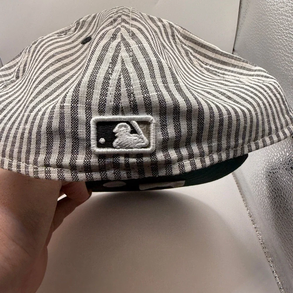 New Era 59FIFTY Los Angeles Angels‎ Fitted Hat 7 5/8 Pinstripe Linen Cotton Cap